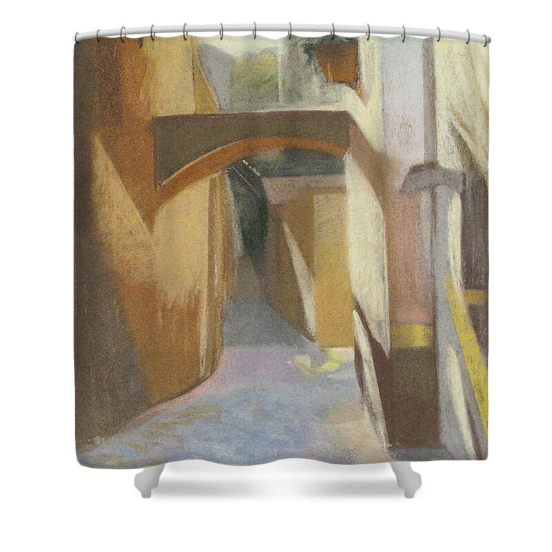 Architecture Shower Curtain featuring the painting View of Italian Arch by Suzanne Giuriati Cerny