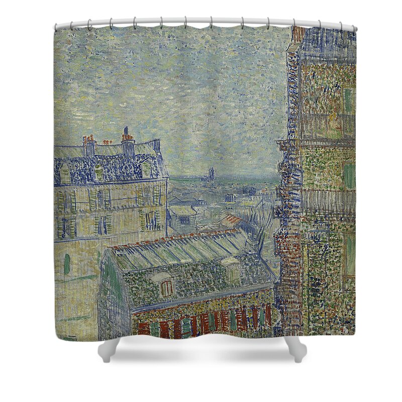 Vincent Shower Curtain featuring the painting View of Paris from Theos apartment in the rue Lepic, 1887 by Vincent Van Gogh