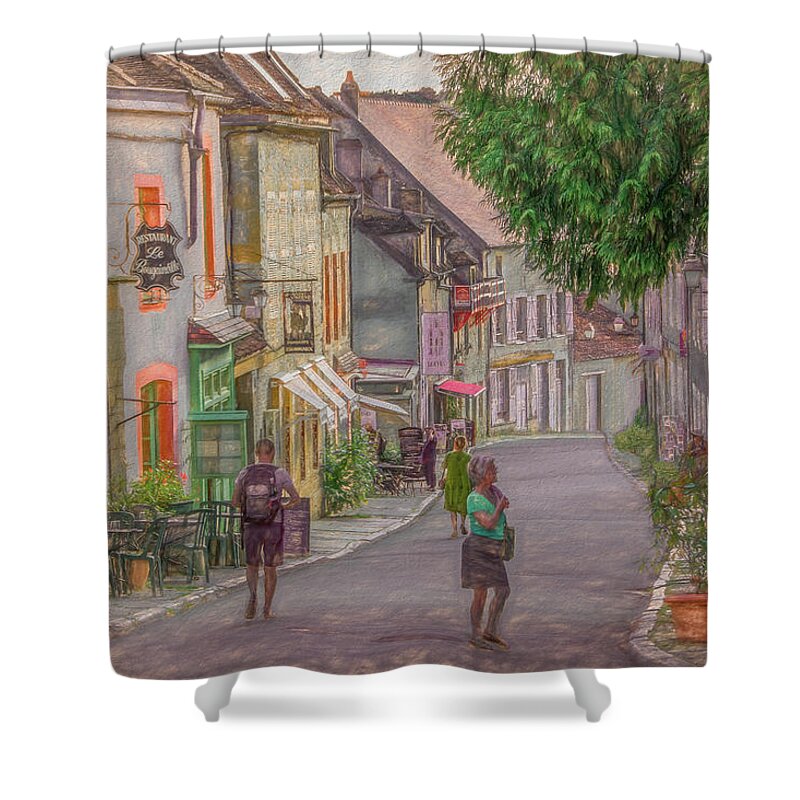 Vezelay Shower Curtain featuring the photograph Village of Vezelay on a Summer Afternoon, Painterly by Marcy Wielfaert