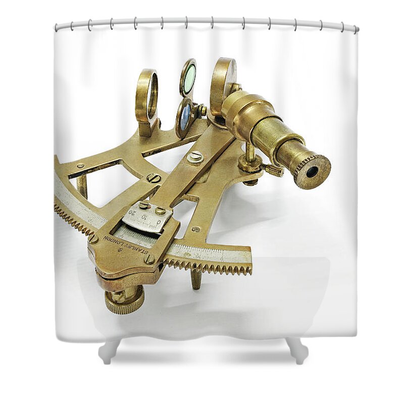 Vintage Brass nautical navigation brass sextant Shower Curtain by Anil Dave  - Fine Art America