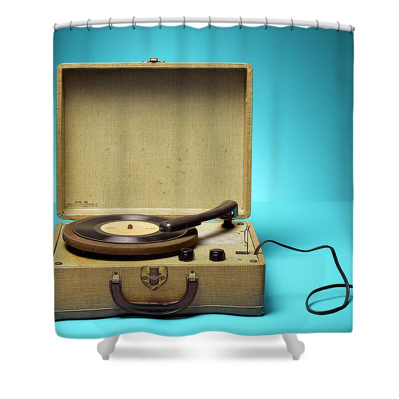 Music Shower Curtain featuring the photograph Vintage Phonograph by Jeffrey Coolidge