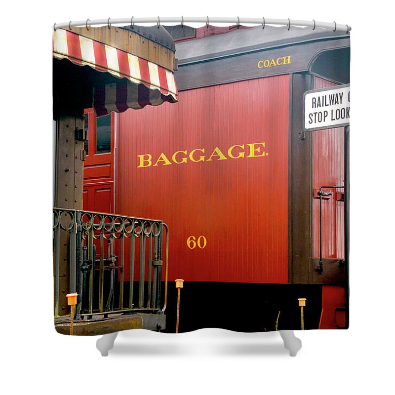 D2-rr-3063 Shower Curtain featuring the photograph Vintage Railroad Baggage Car by Paul W Faust - Impressions of Light