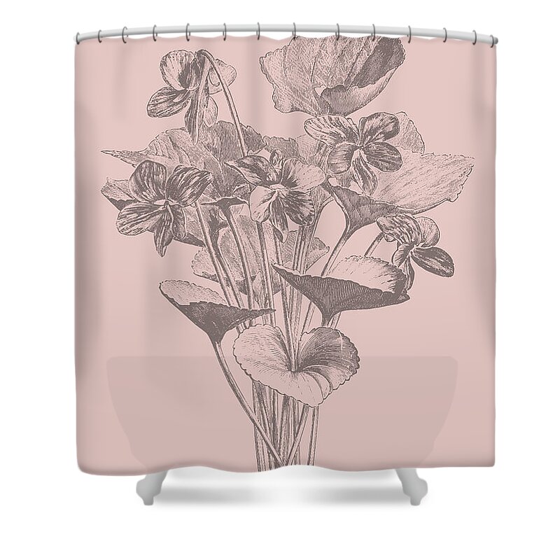 Flower Shower Curtain featuring the mixed media Viola Cucullate Blush Pink Flower by Naxart Studio