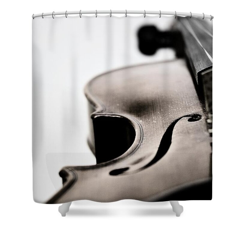 White Background Shower Curtain featuring the photograph Violin by Remo Kottonau
