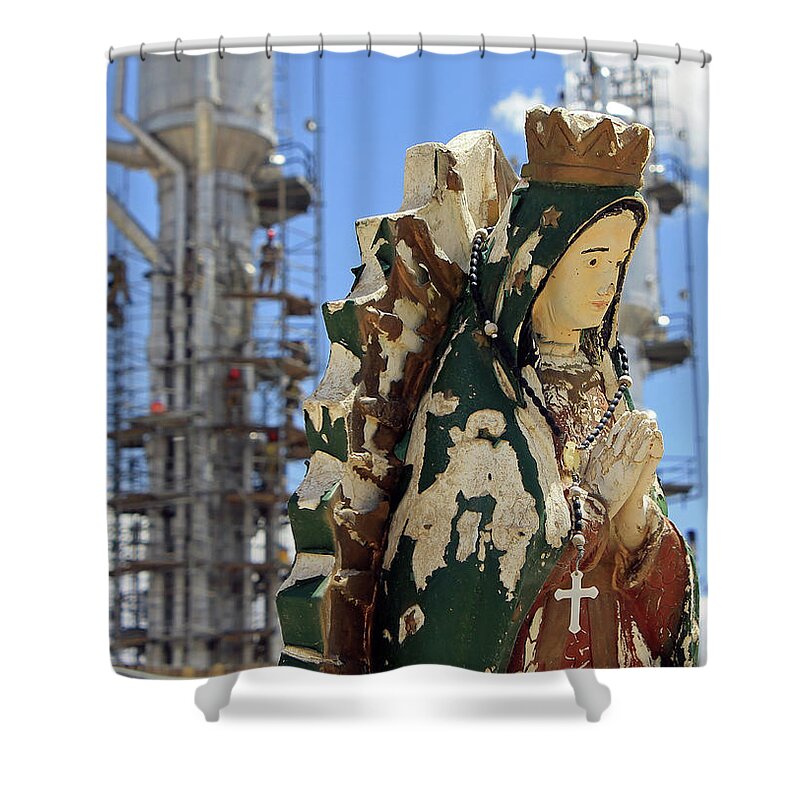 Landscape Shower Curtain featuring the photograph Virgen and the Distillation Towers by Jonathan Thompson