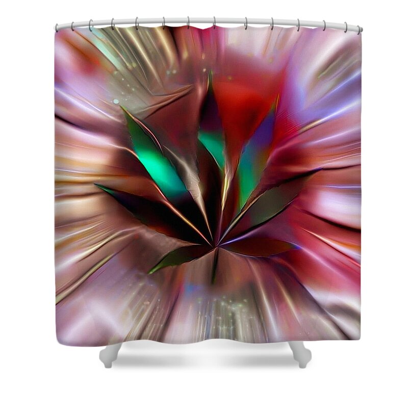Abstract Shower Curtain featuring the digital art Vivid marijuana leaf by Bruce Rolff