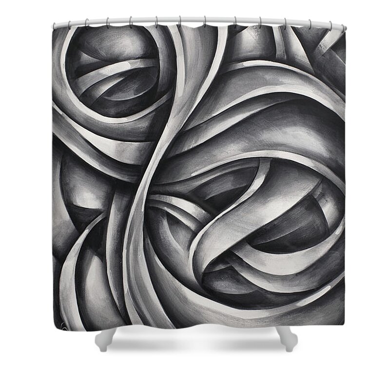 Monotone Shower Curtain featuring the painting 'void' by Michael Lang