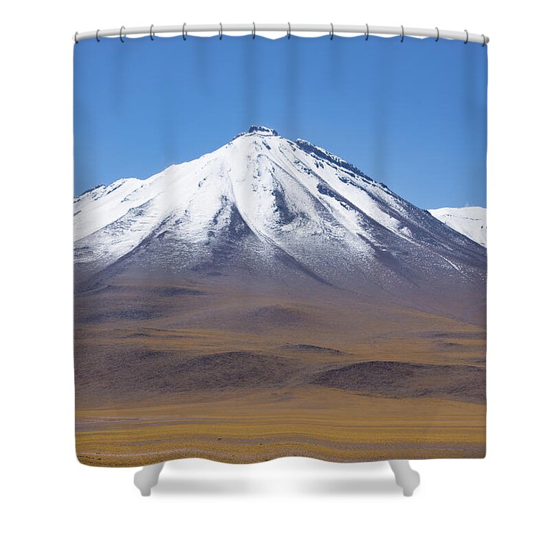 Chile Shower Curtain featuring the photograph Volcano on the Altiplano by Mark Hunter