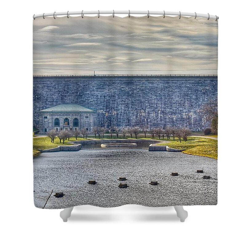  Shower Curtain featuring the photograph Wachusett Reservoir Dam by Monika Salvan