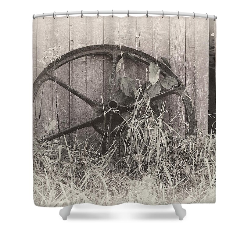 Farm Life Shower Curtain featuring the photograph Wagon Wheel by Jim Thompson