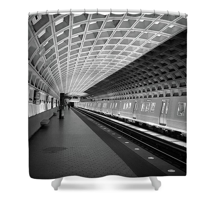 Metro Shower Curtain featuring the photograph Waiting at Pentagon City Station by Lora J Wilson