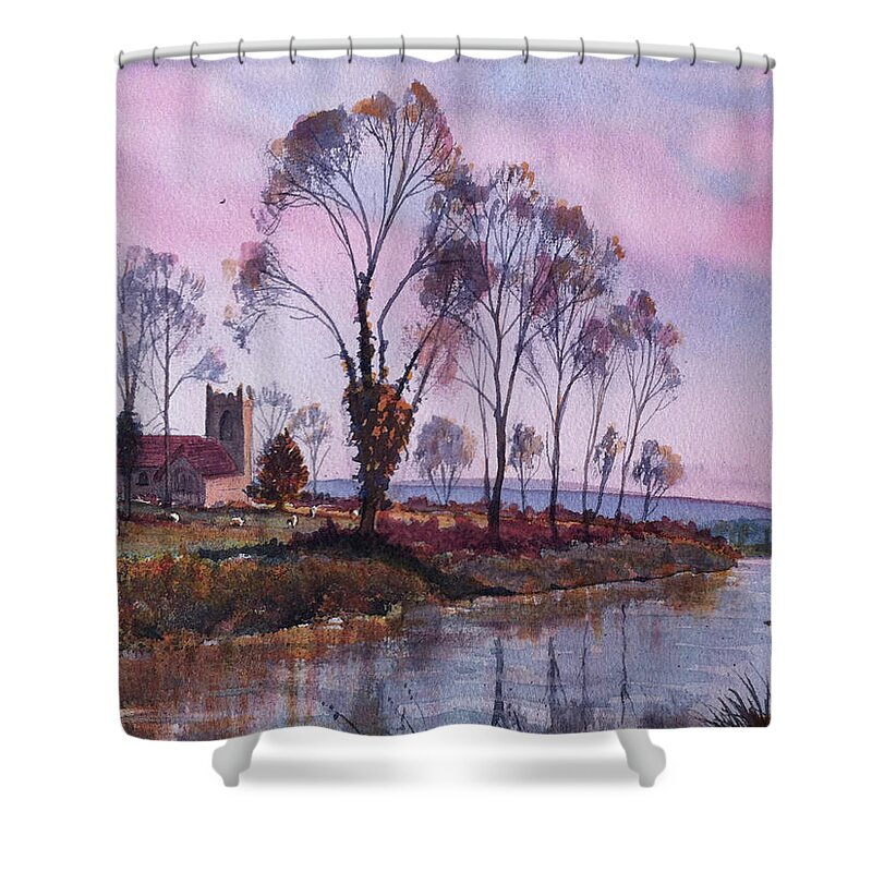 Glenn Marshall Shower Curtain featuring the painting Waiting for Sunset by Glenn Marshall