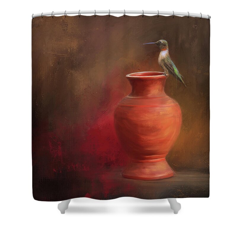 Colorful Shower Curtain featuring the painting Waiting For The Master by Jai Johnson