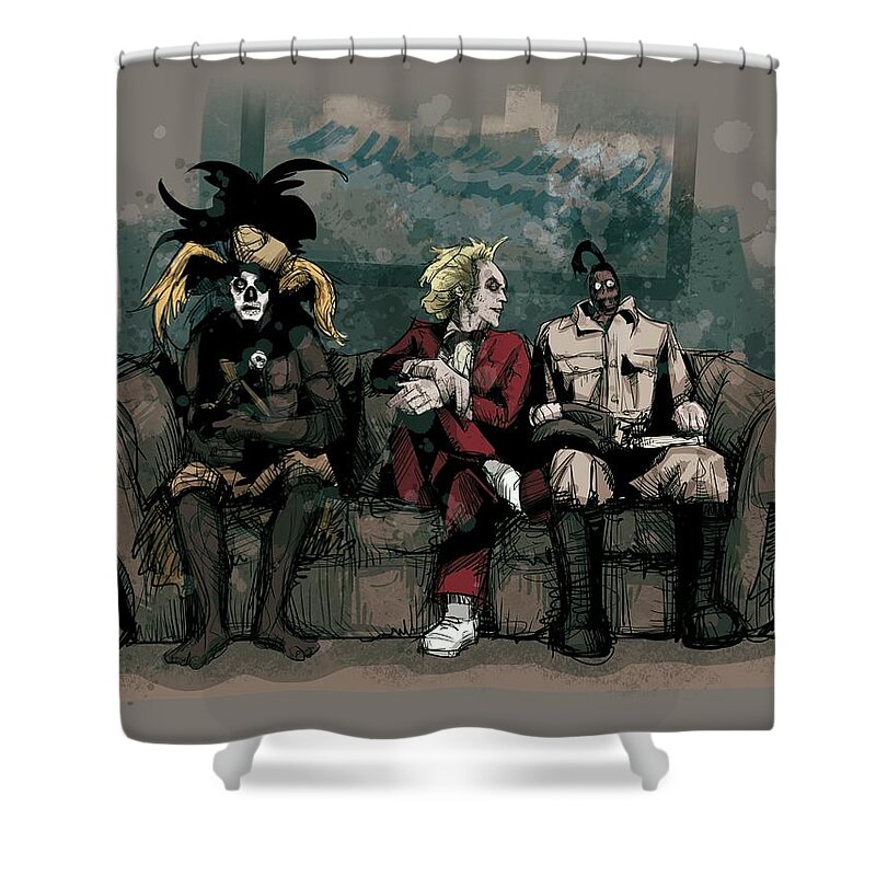 Beetle Shower Curtain featuring the drawing Waiting Room by Ludwig Van Bacon
