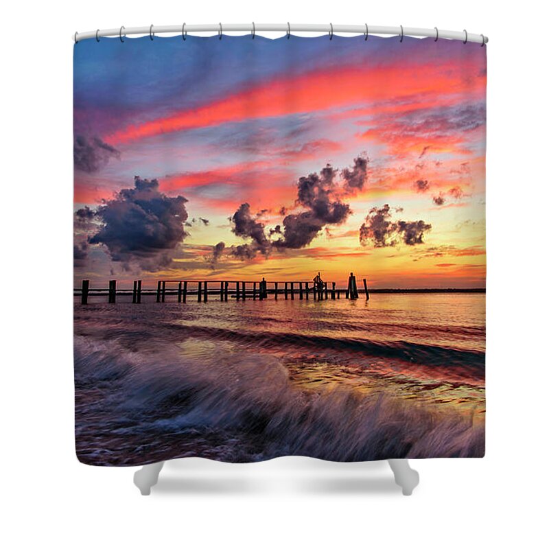 Topsail Shower Curtain featuring the photograph Wake ripples by DJA Images