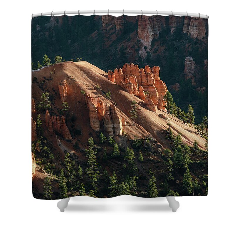 Landscape Shower Curtain featuring the photograph Wakeup Hoodoos by Gaelyn Olmsted