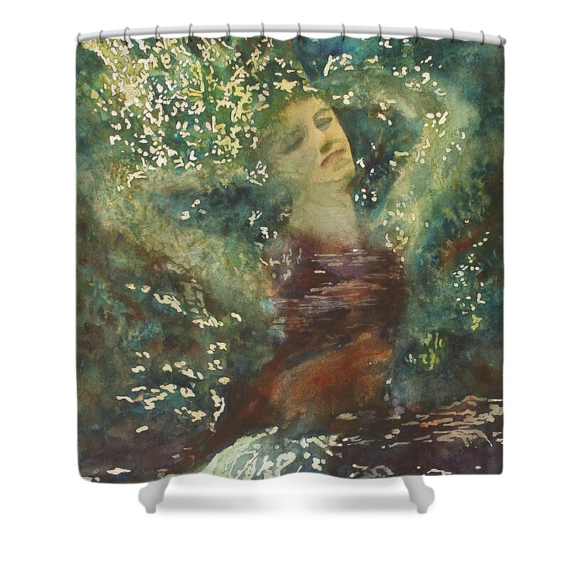 Nymph Shower Curtain featuring the painting Waking Forest by Jenny Armitage