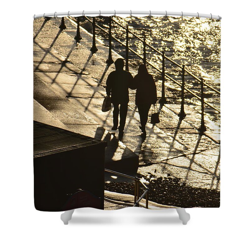 Walk Shower Curtain featuring the photograph Walk by the Sea by Andy Thompson
