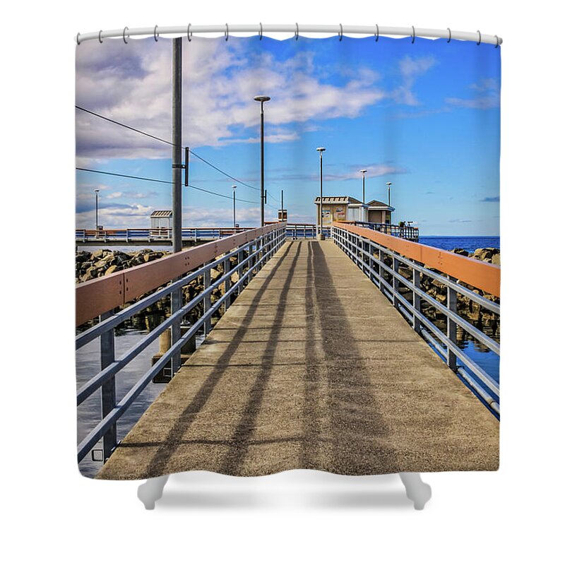Dock Shower Curtain featuring the photograph Walking on the dock by Anamar Pictures