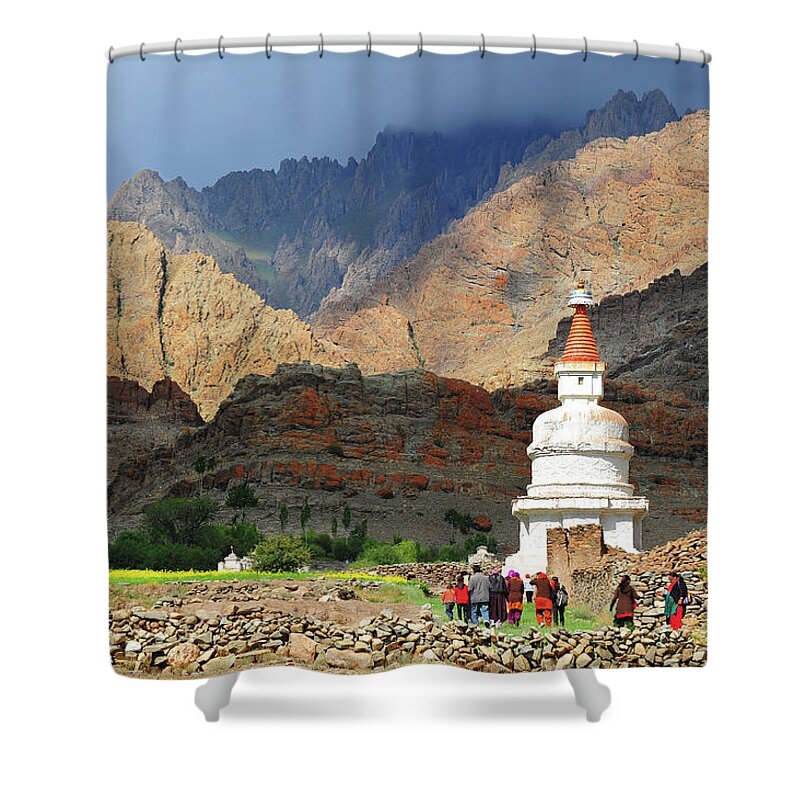 People Shower Curtain featuring the photograph Walking On The Hemis Valley by Photo By Sayid Budhi