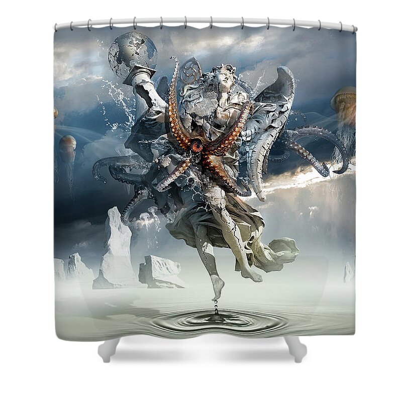 Imagination Shower Curtain featuring the digital art Walking on Water or Correlation of Dreams and Reality by George Grie