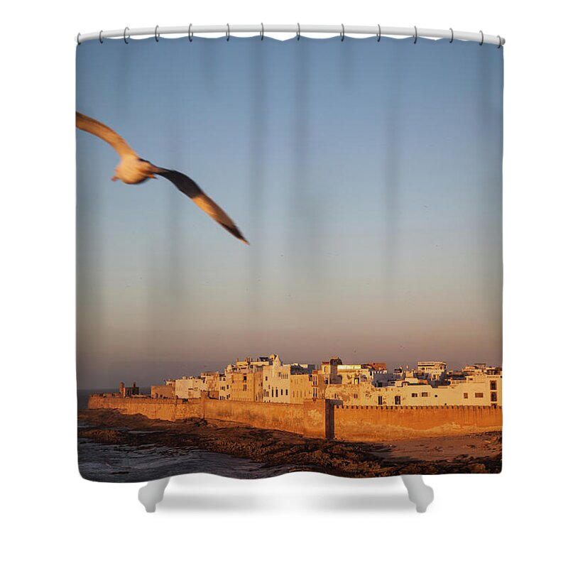 Tranquility Shower Curtain featuring the photograph Walled City Of Essaouira, Morocco In by Karen Desjardin