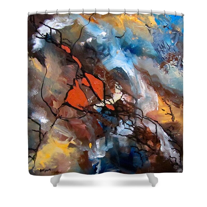 Abstract Shower Curtain featuring the painting Wander by Barbara O'Toole