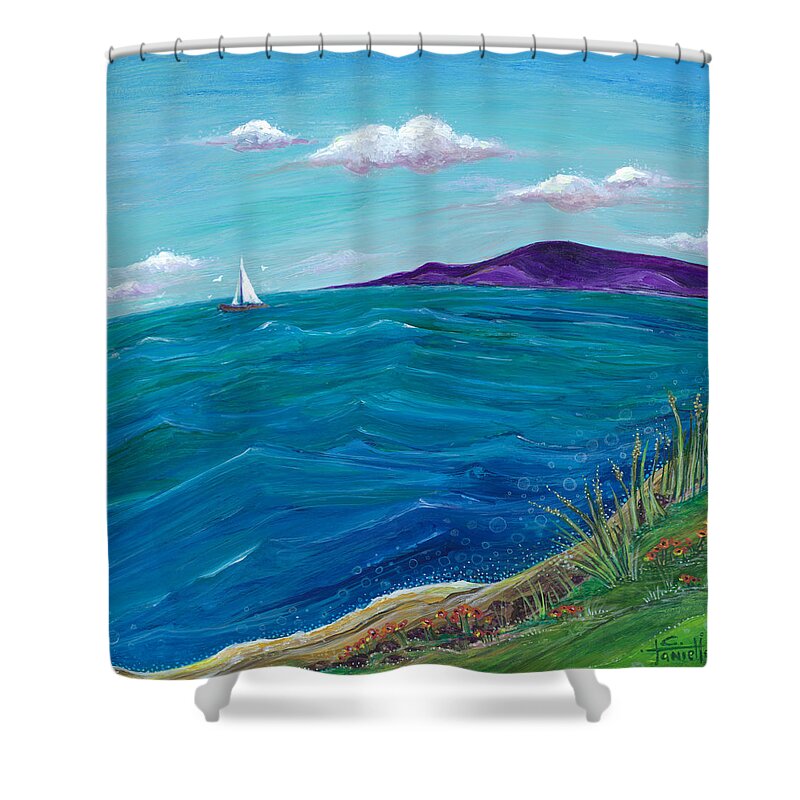 Seascape Painting Shower Curtain featuring the painting Wanderlust by Tanielle Childers