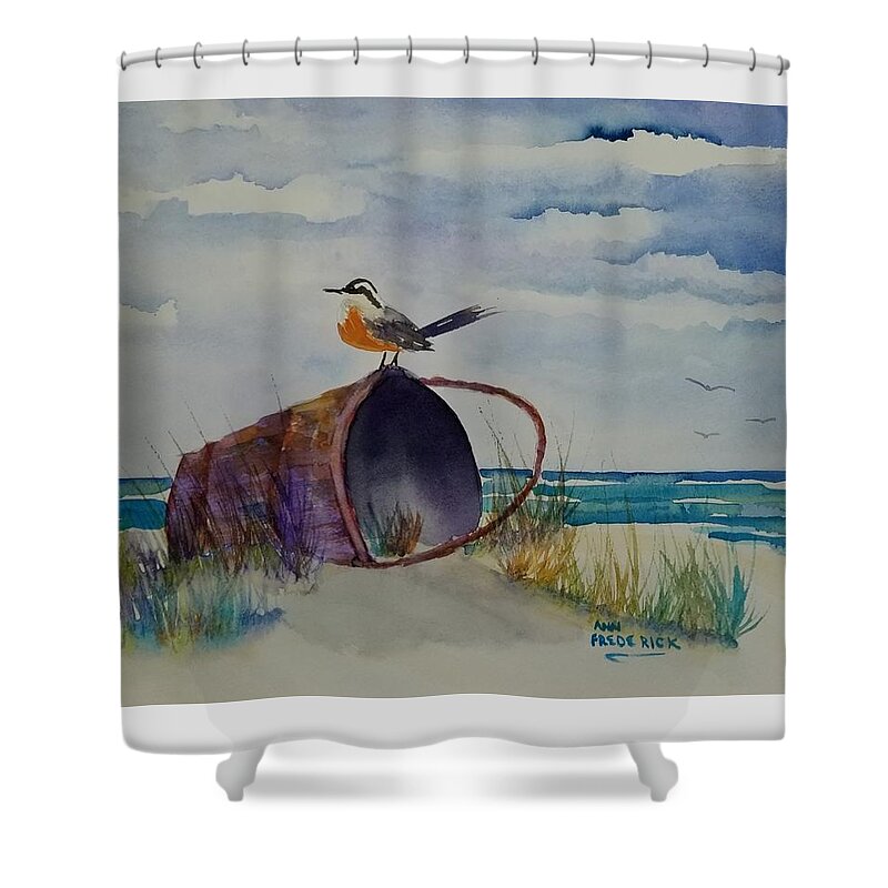 Ocean Shower Curtain featuring the painting Washed up by Ann Frederick