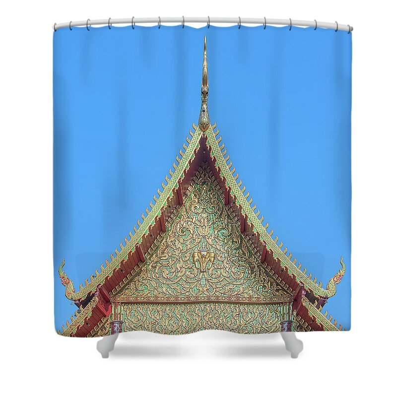 Scenic Shower Curtain featuring the photograph Wat Nong Khrop Phra Ubosot Gable DTHCM2663 by Gerry Gantt