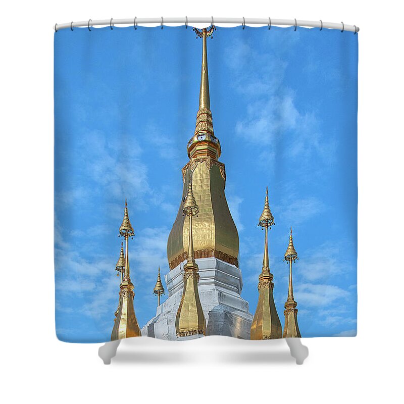 Scenic Shower Curtain featuring the photograph Wat Tham Khuha Sawan Phra Tham Chedi Si Trai Phum Pinnacle DTHU0938 by Gerry Gantt