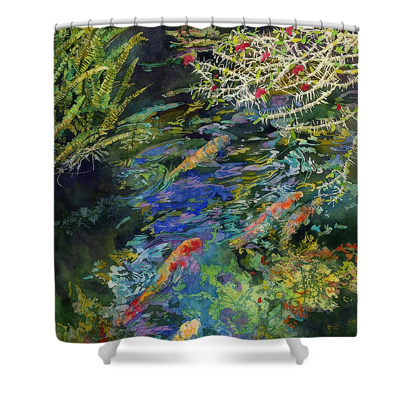 Koi Shower Curtain featuring the painting Water Garden by Hailey E Herrera