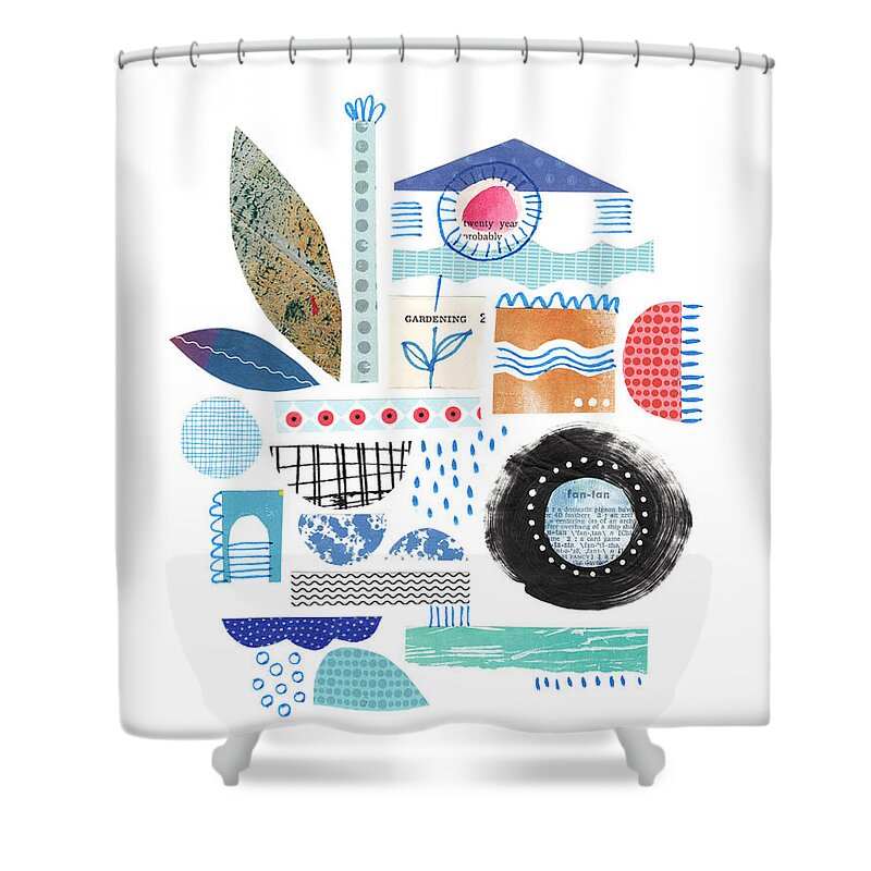 Lucie Duclos Shower Curtain featuring the mixed media Water Garden by Lucie Duclos