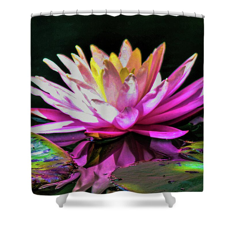 Water Lily Abstract Shower Curtain featuring the digital art Water Lily Abstract by Mary Ann Artz