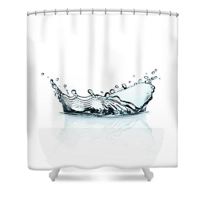 White Background Shower Curtain featuring the photograph Water Splash by Kedsanee
