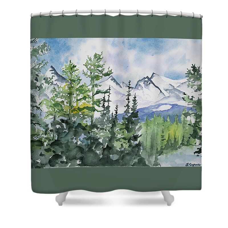 Brainard Lakes Shower Curtain featuring the painting Watercolor - Brainard Lakes Winter Landscape by Cascade Colors