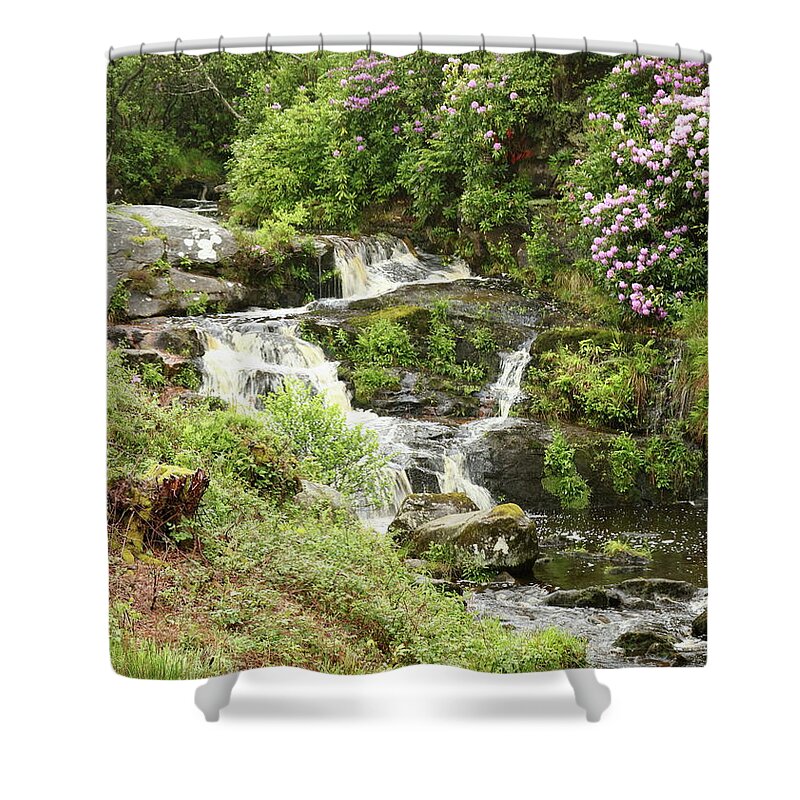 Waterfall Shower Curtain featuring the photograph Waterfall And Gardens by Jeff Townsend