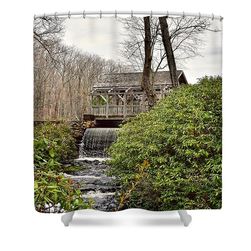 Waterfall Shower Curtain featuring the photograph Waterfall in Moore State Park by Monika Salvan