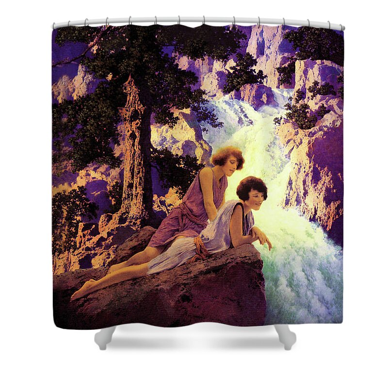 Waterfall Shower Curtain featuring the painting Waterfall by Maxfield Parrish
