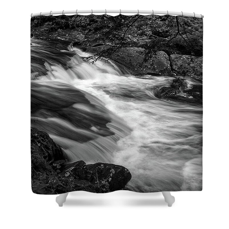 Black And White Shower Curtain featuring the photograph Waterfalls at Ricketts Glenn by Louis Dallara