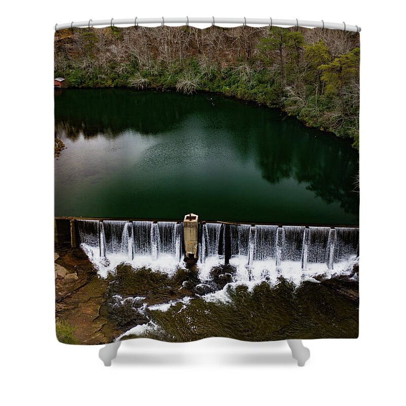 Steve Bunch Shower Curtain featuring the photograph Waterfalls from above by Steve Bunch