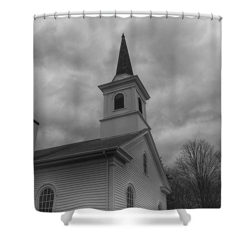 Waterloo Village Shower Curtain featuring the photograph Waterloo United Methodist Church - Detail by Christopher Lotito