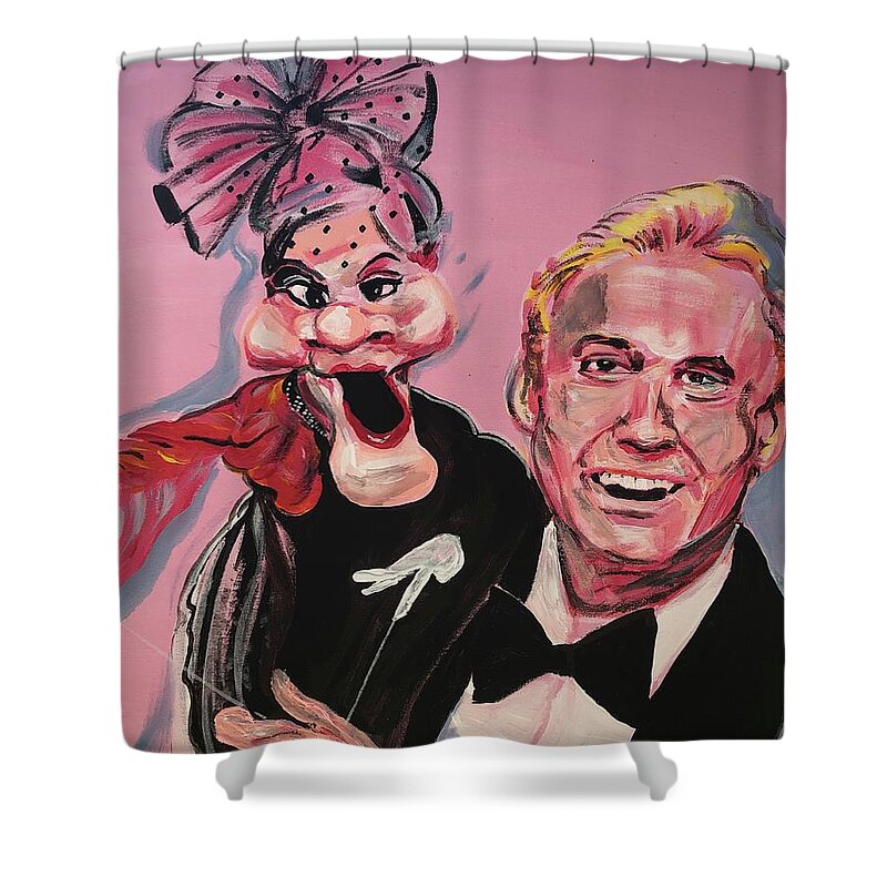 Wayland Flowers Shower Curtain featuring the painting Wayland Flowers and Madame by Jonathan Morrill
