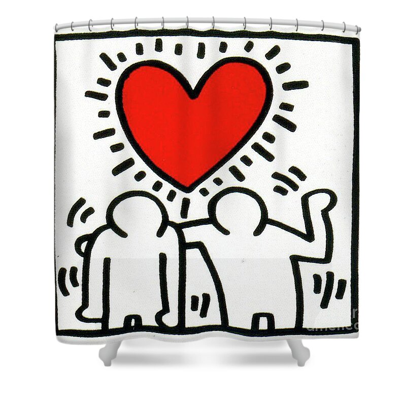 Keith Haring Shower Curtain featuring the painting Wedding Invitation by Haring