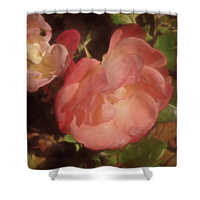 Rose Shower Curtain featuring the mixed media Weeping Rose by Lynda Lehmann