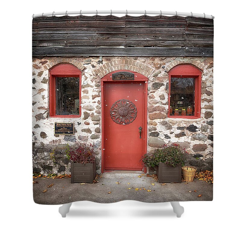 Autumn Shower Curtain featuring the photograph Welcome to Blue Vista Farm by Susan Rissi Tregoning