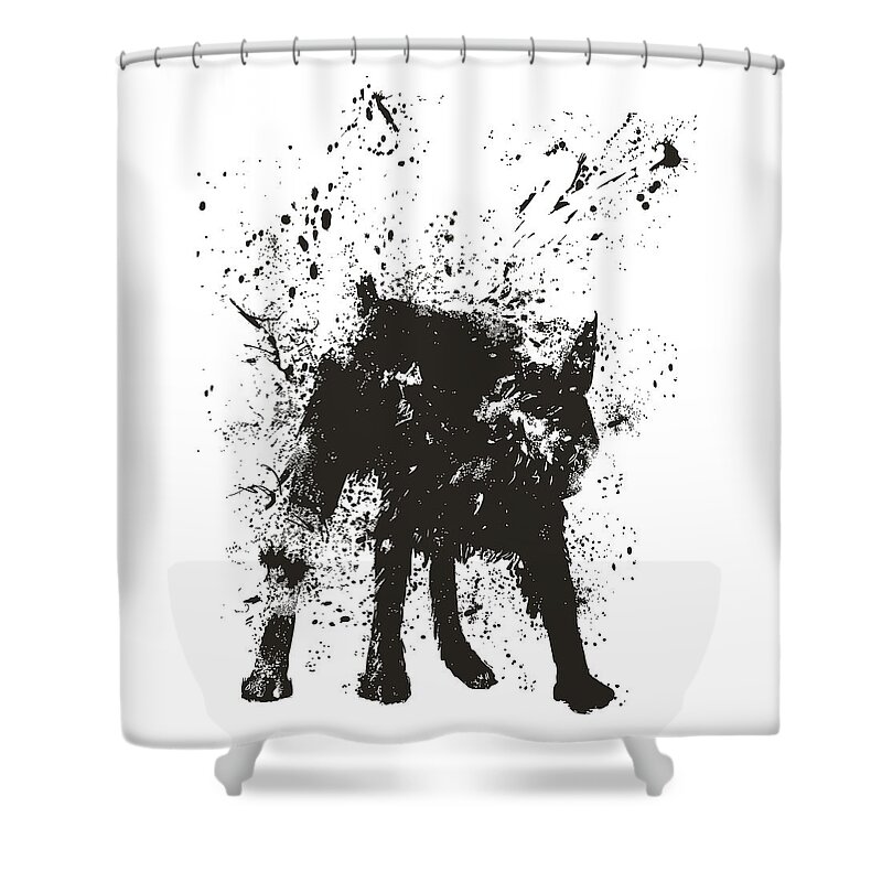 Dog Shower Curtain featuring the painting Wet dog by Balazs Solti