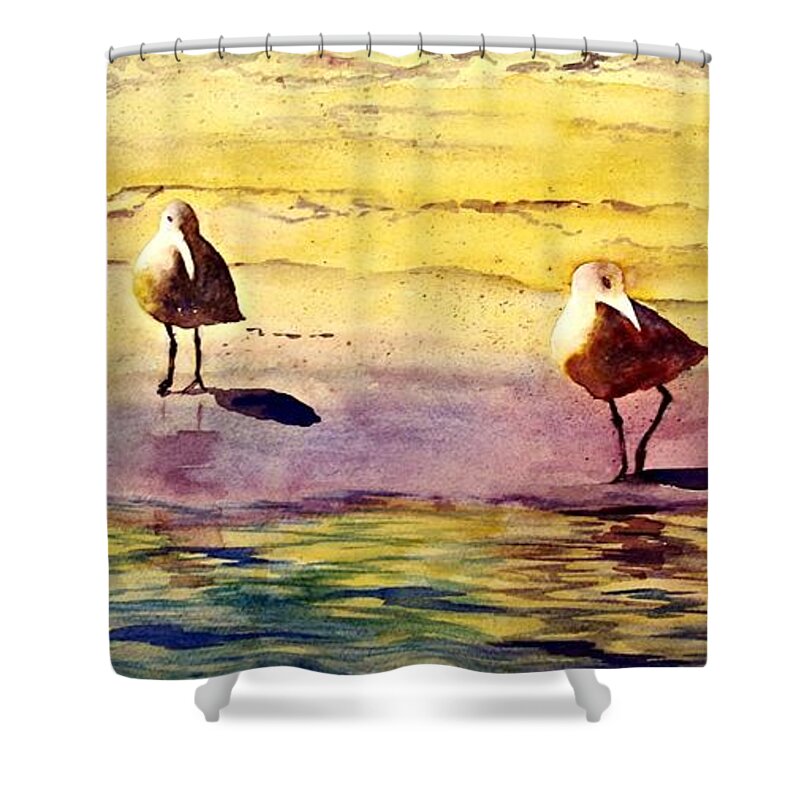 Beach Shower Curtain featuring the painting What's for Lunch? by Beth Fontenot