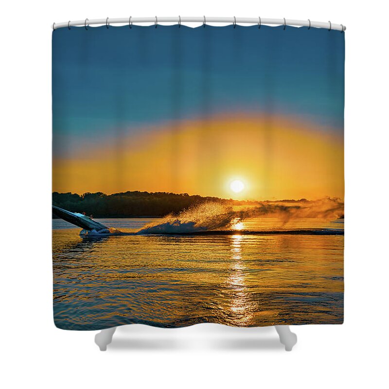 Action Shower Curtain featuring the photograph Wheelie on the Water by Robert FERD Frank