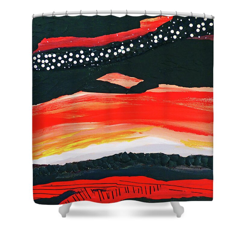 Abstract Shower Curtain featuring the painting When the Storm Lifts Square by Sharon Williams Eng